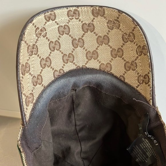 Gucci Natural Monogram Striped-Trim Woven Baseball Cap - Picture 7 of 8